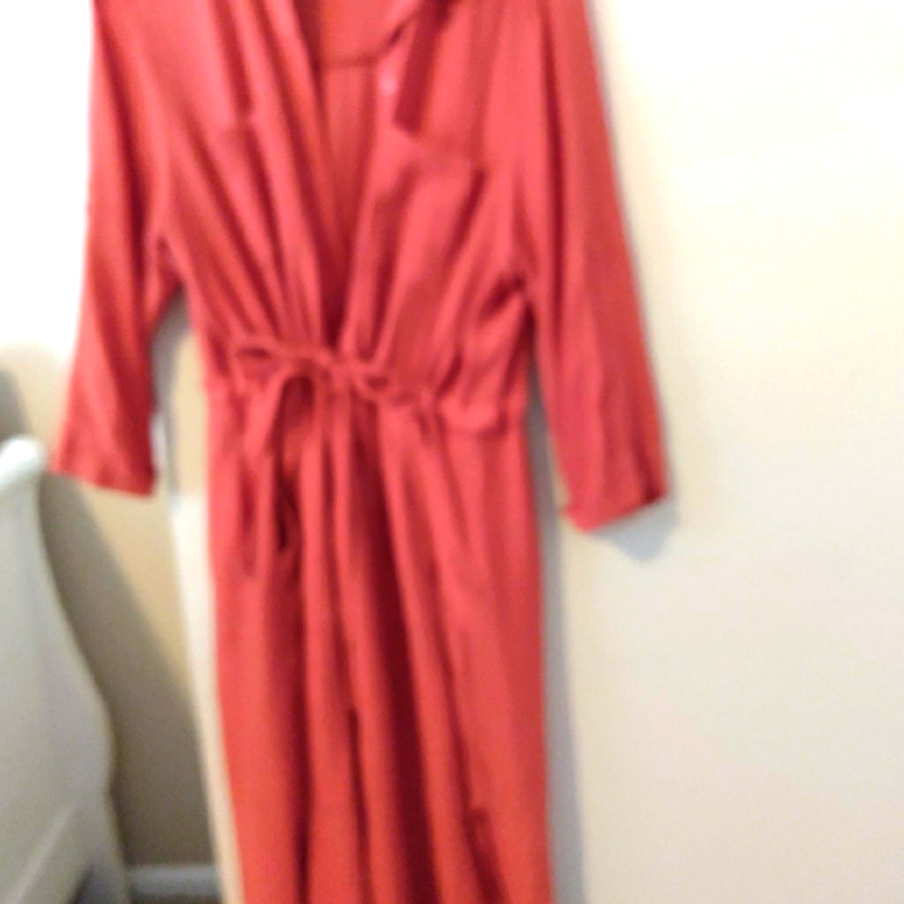 Orange Cotton shirt dress